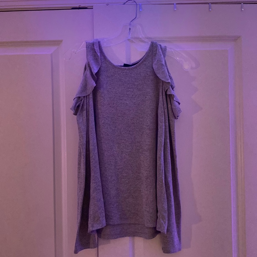 Girls Long Sleeve Ruffle Top With Shoulder Cut Outs